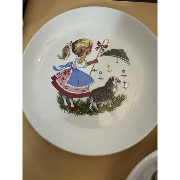 Vintage 60s James Kent Old Foley Cup, Bowl & Plate Set “Girl & Sheep” Bo Peep - Picture 3 of 4
